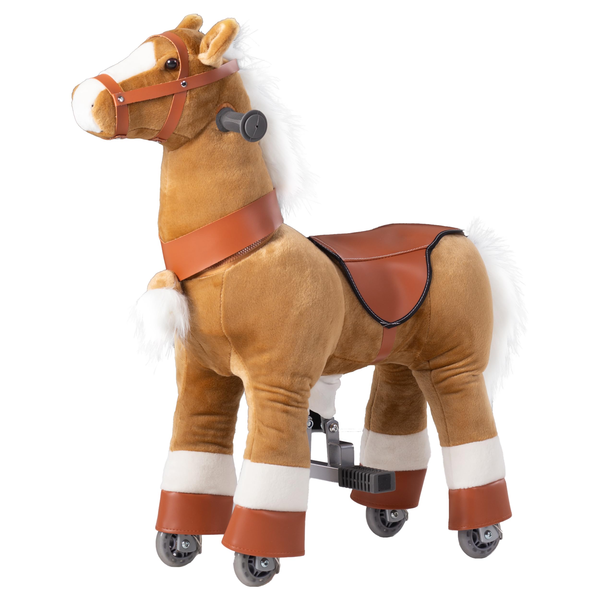Ride on Horse Toys, Kids Riding Horse Toys Ride on Toys for 3-5 Years Old, Premium Plush Animals Toys Walking Horse with Wheels (Brown, 29.92" L x 9.84" W x 31.12" H)