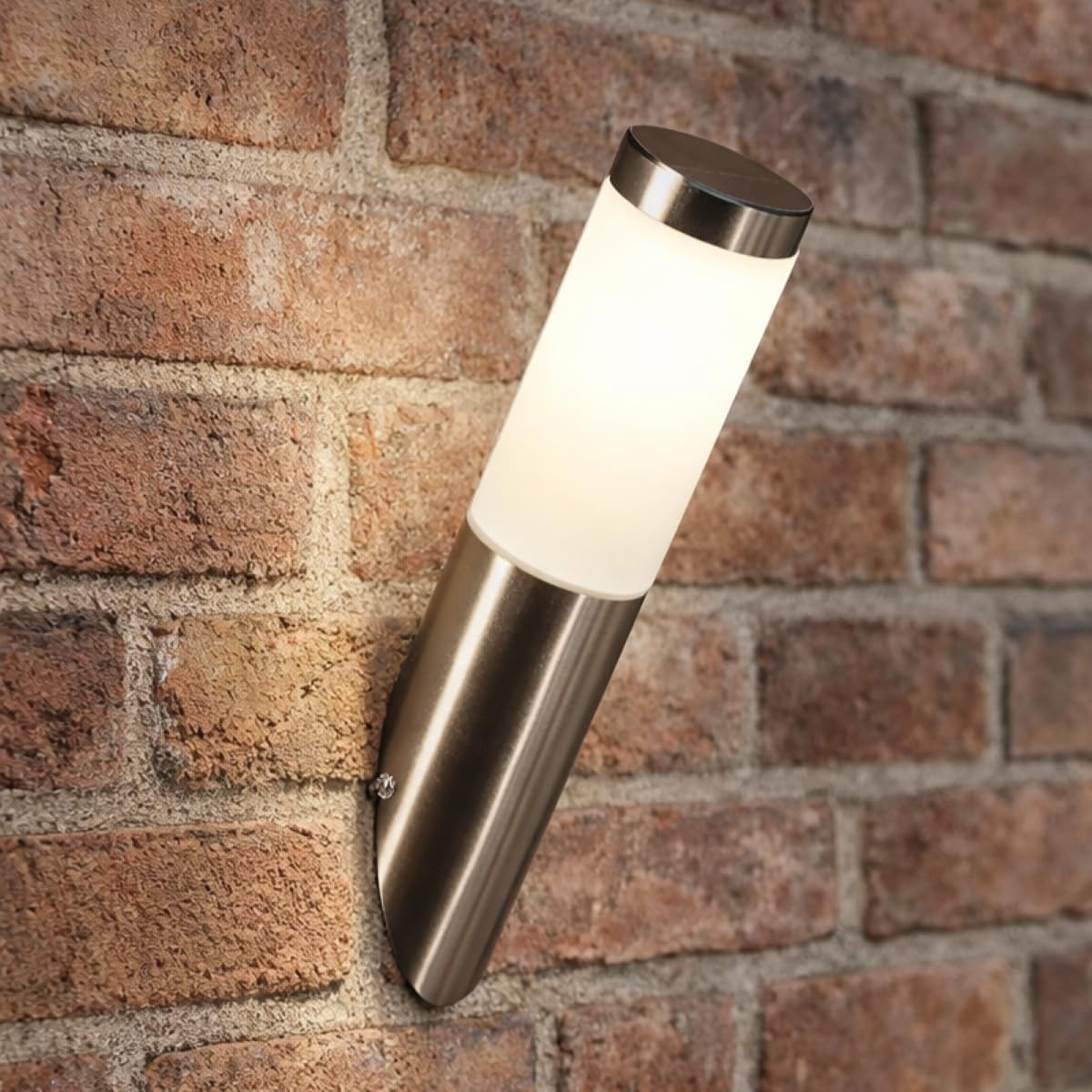 Cgc Lighting Silver Solar Power Stainless Steel Outdoor Outside Wall Light Indoor Garden Patio Porch Door Conservatory Decking Shed (Solar Angled)