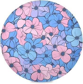 Multi-Small Flowers Pink and Light Blue_3 Round Outdoor placemats Waterproof Place mat Spring placemats Set of 6 for Rustic 15.4x15.4in portavasos para mesa de comedor