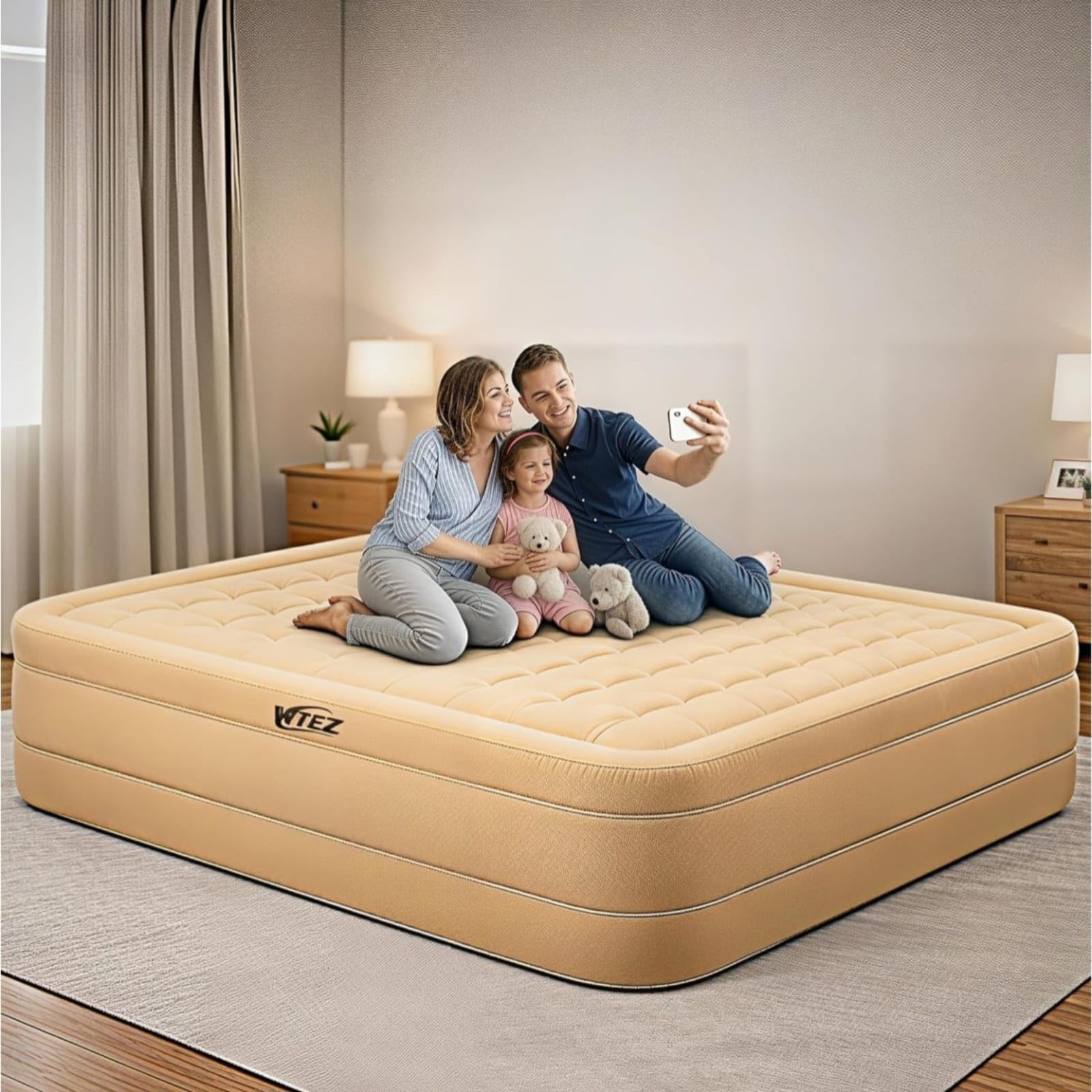 Queen Size Inflatable Air Bed with Electric Pump & Pillows – Portable Foldable PVC Mattress for Home, Camping, Travel, Guests & Floor Sleeping (Comfort Air Bed Set)-image-21