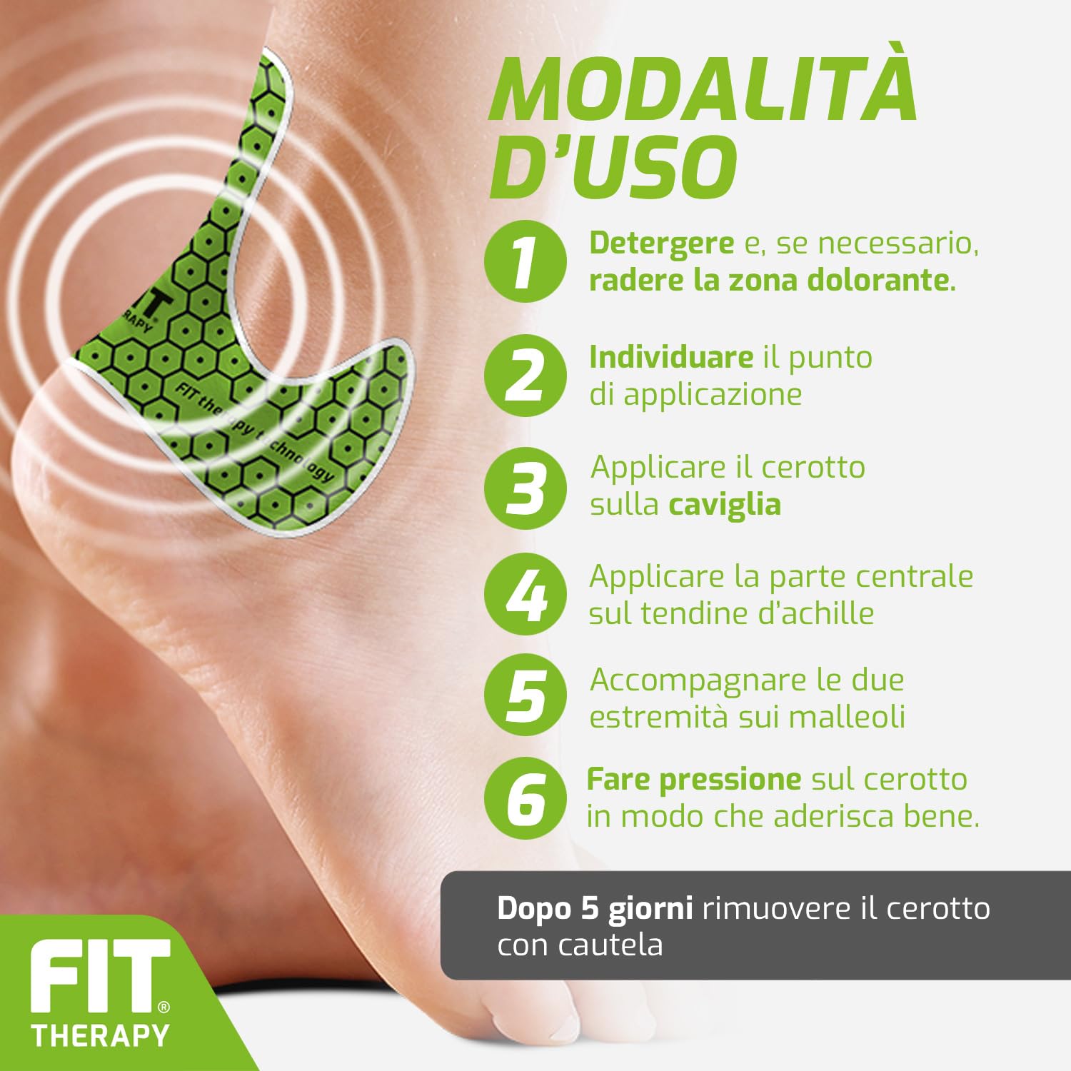 FIT Therapy – Cerotti Antidolorifici e Antinfiammatori Caviglia - Per Distorsioni, Tendinite, Artrite, Borsite – NON SCALDA, Impermeabile, Senza Farmaci, Dura 5 Giorni (2 cerotti)