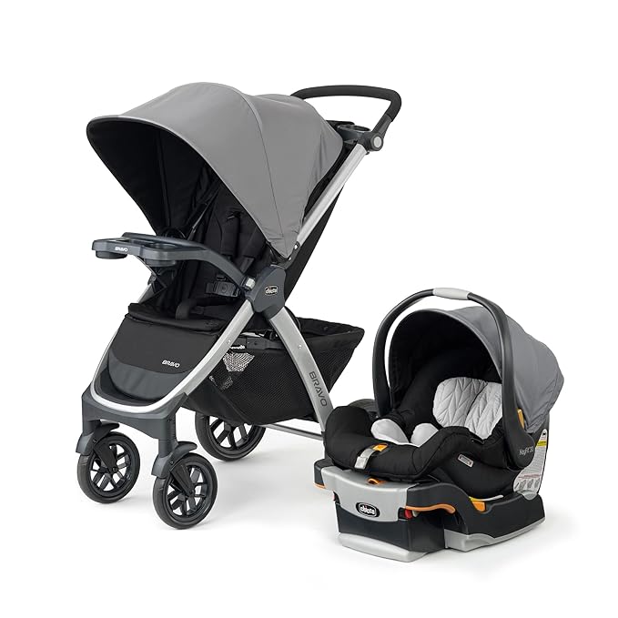 Chicco Bravo 3-in-1 Trio Travel System with KeyFit 30 car seat in Camden/Black