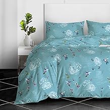 3-Piece 100% Egyptian Cotton Printed Duvet Cover Set - 400 Thread Count King Cover with 2 Pillowcases - Reversible Quilt Bedding Set (Country Bird, King)