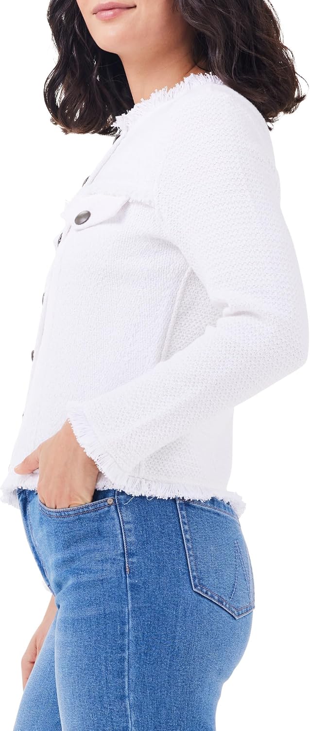 NIC+Zoe Women's Utility Fringe Mix Knit Jacket