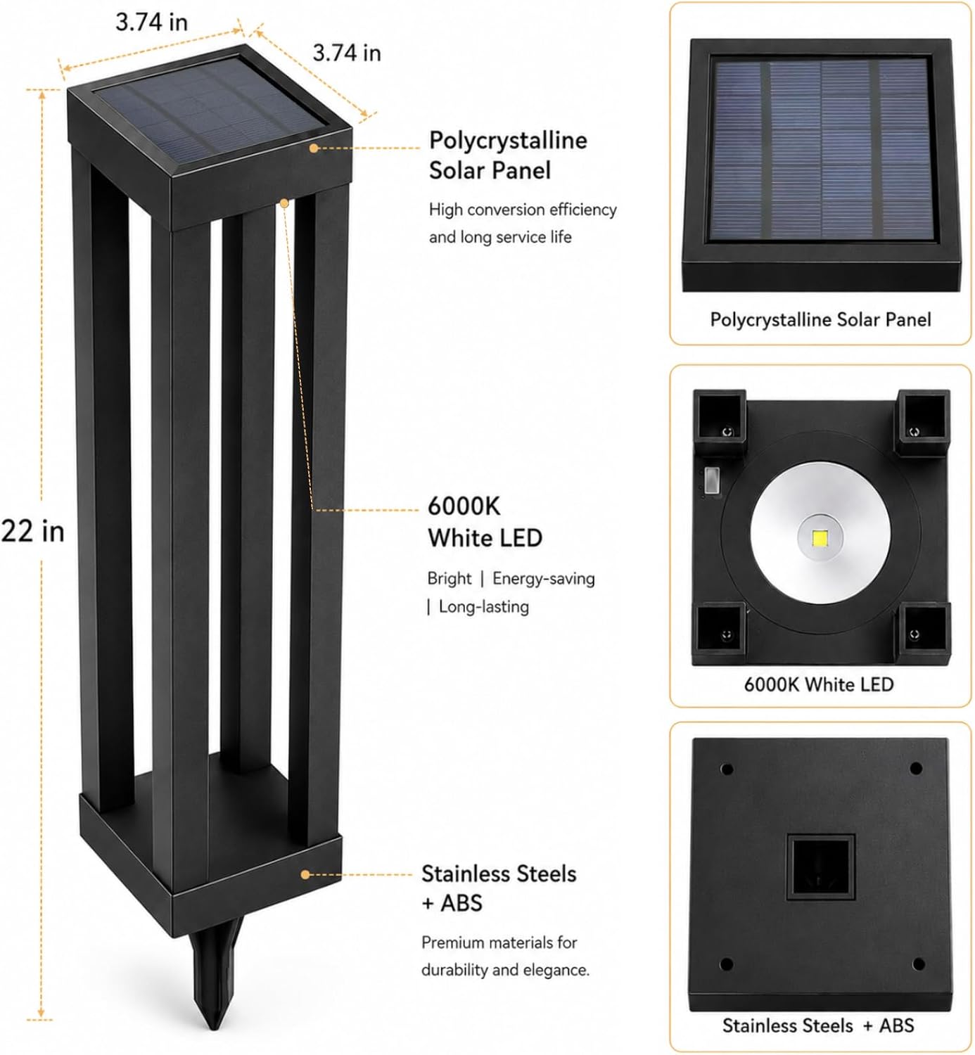 Solar Floor Lamps, Modern Landscape Lights for Garden and Driveway, 8-Pack image 5