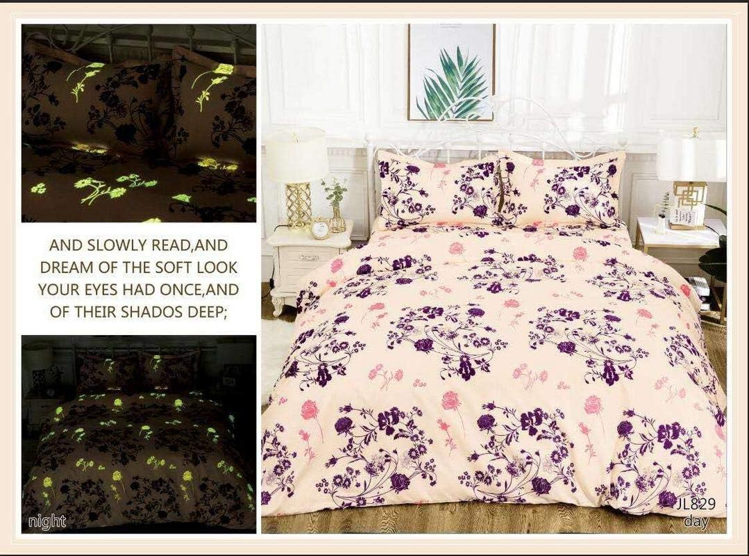 Dazling bazaar Nature Series Radium Print Glow in The Dark 150 GSM 100% Glace Cotton Bedsheet for Double Bed (Queen Size) with 2 Pillow Covers King Size - Multicolor (230 cm x 250 cm)