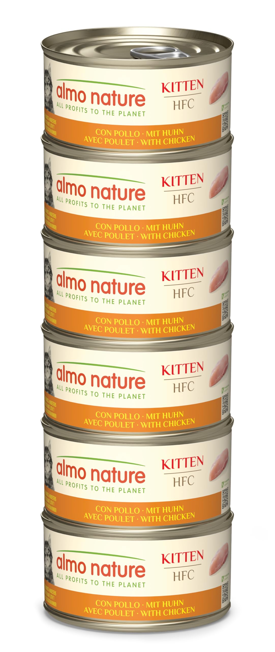 Almo Nature HFC Kitten - Pollo - Cibo Umido Completo per Gattini - Adatto a Gatte in Allattamento - 70g, Confezione da 6