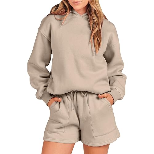 ANRABESS Women 2 Piece Outfits Hoodie Short Set Oversized Sweatshirt Shorts Sweatsuit Y2K Clothes