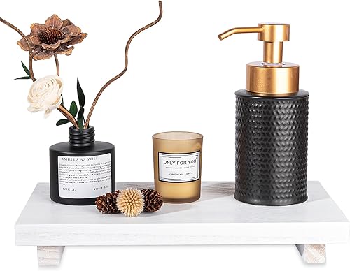 Vista 88 de zoocatia Bandeja de madera pequeña, soporte de pedestal para decoración de baño, decoración de baño, elevador de madera decorativo para cocina