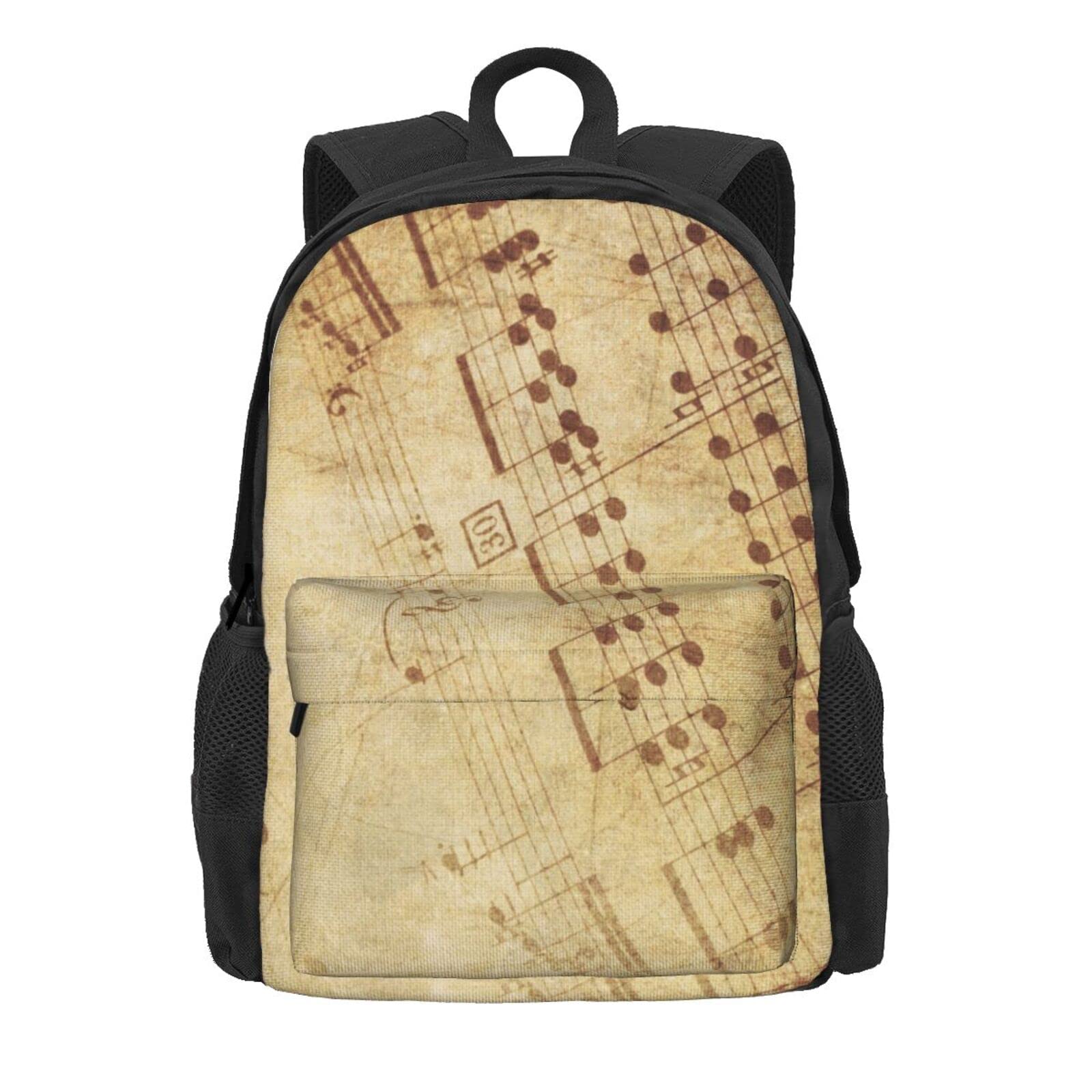 Notenblätter für Damen und Herren, Laptop-Rucksack, Reiserucksack, Sporttasche, Schultaschen für Kinder, Mädchen, Jungen, Schwarz, Schwarz , One size