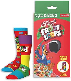 Kellogg's Froot Loops Cereal 2-Pack Socks in Box Packaging