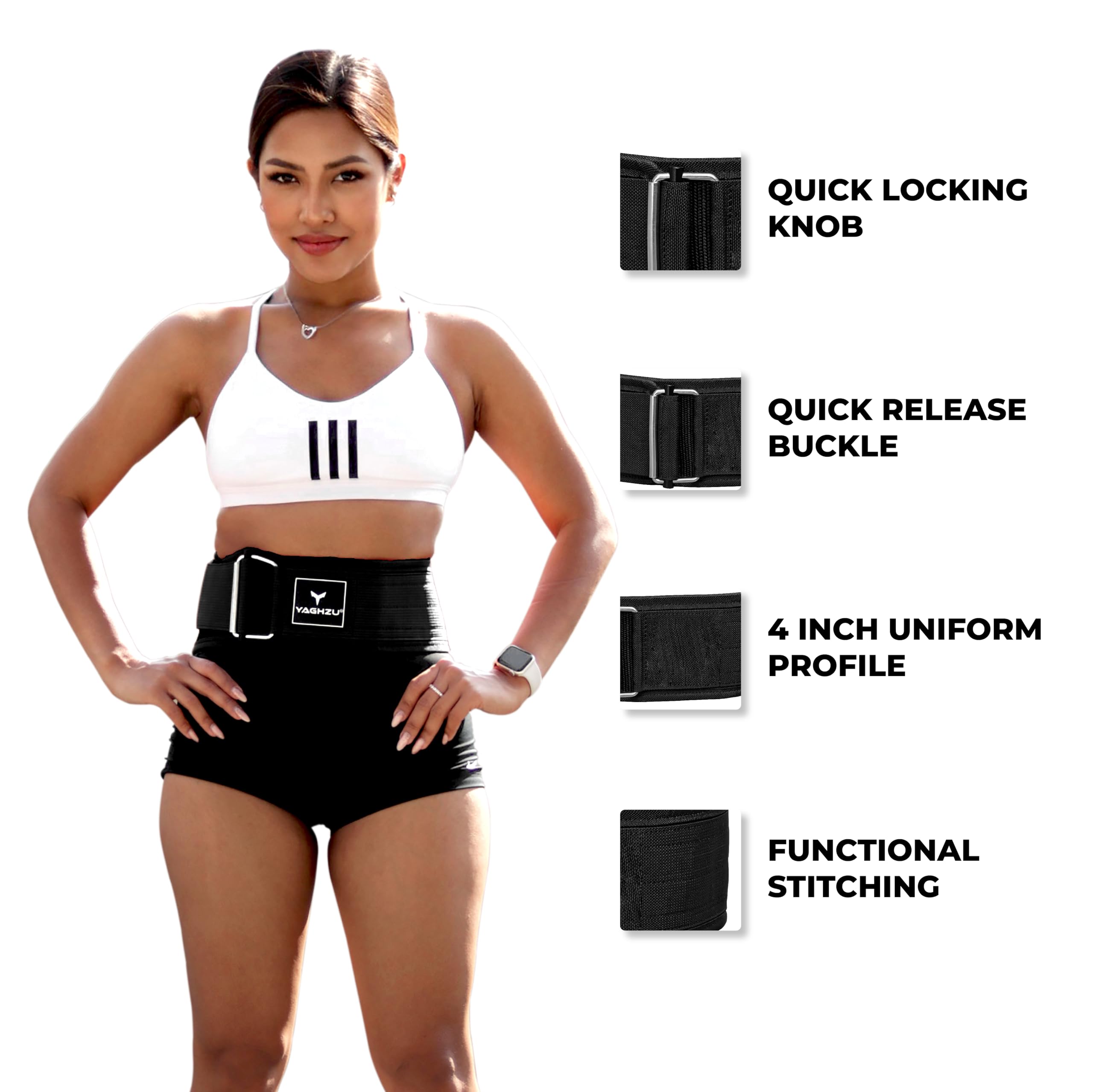 Schnellschließender Gewichthebergürtel für Damen und Herren – verstellbarer Hebegürtel für Powerlifting, Cross-Training und olympisches Heben – 10,2 cm Uniform-Profil, Nylon, Workout, Gymnastikgürtel, Rückenstütze, Gewichthebergürtel