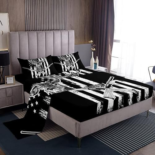 Erosebridal Juego de sábanas de ciervo, ropa de cama con diseño de bandera estadounidense, tamaño Queen, diseño rústico occidental, decoración de