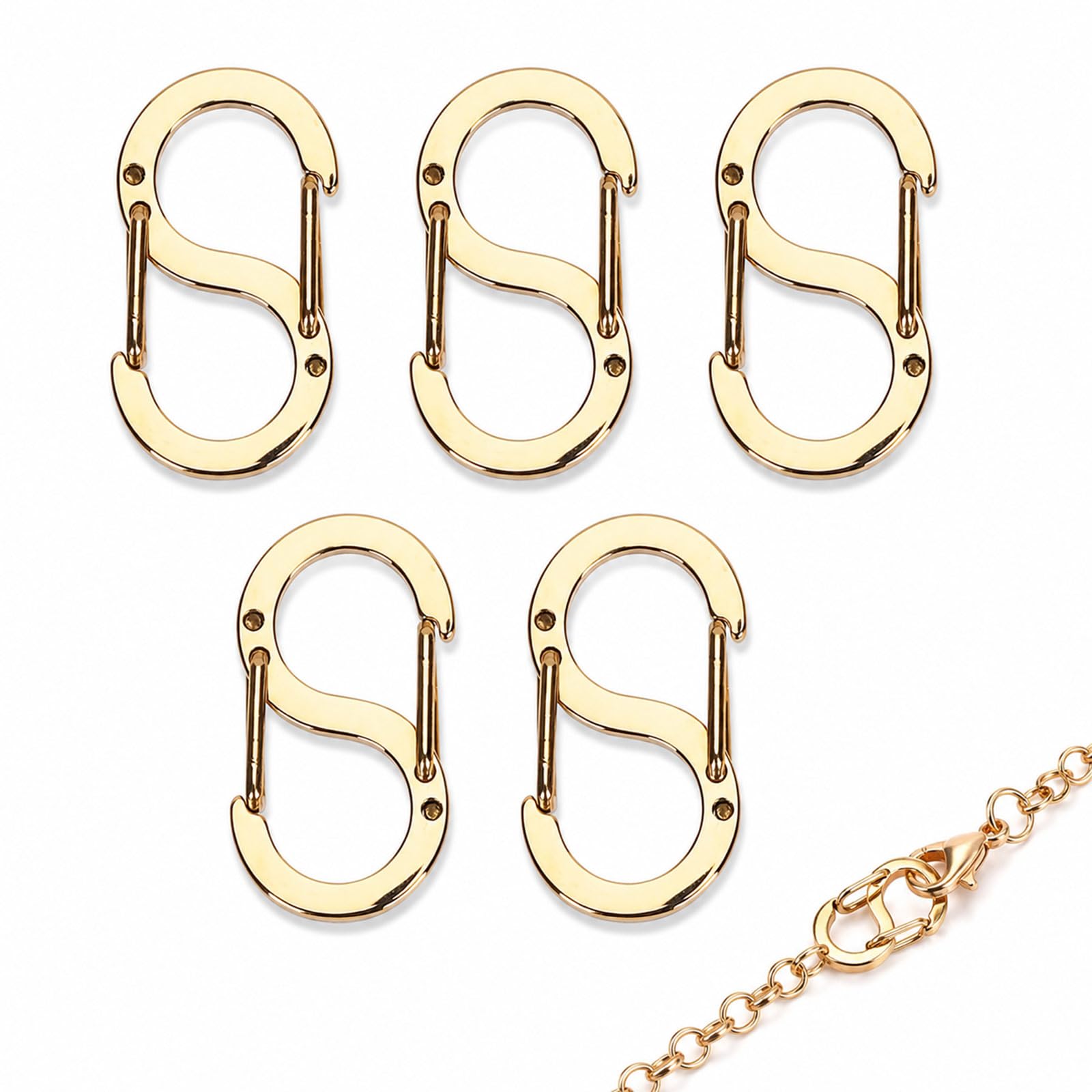 5 Pcs Double Opening Lobster Clasps, Gold Stainless Steel Necklace Bracelet Connectors, Jewellery Clasp Shortener Extender for DIY Jewellery Making Repair