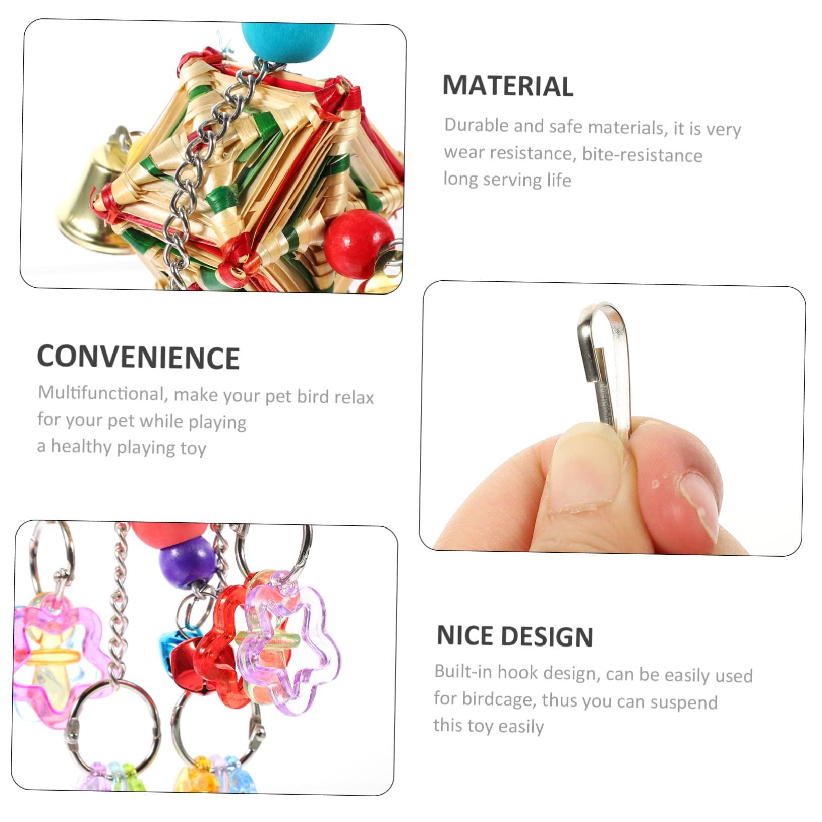 BESPORTBLE 5pièces Jou Mâcher Suspendu pour Perroquet Acrylique Accessoire Amusant pour Oiseaux De Compagnie Jou Grignoter Escalader pour Oiseaux