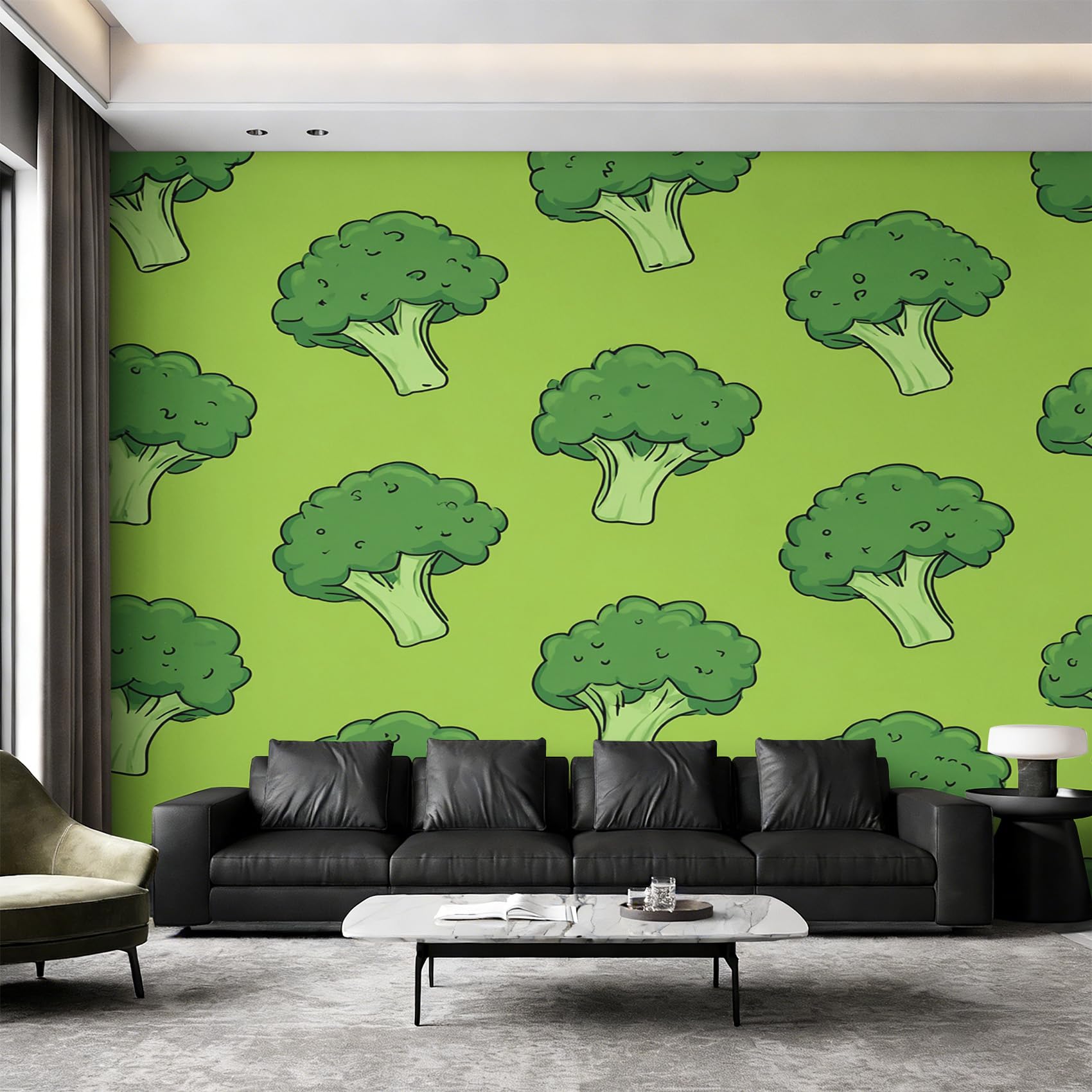 Generisch Brokkoli Fototapete Schlafzimmer, Vliestapete Grün Gemüse Tapete Wohnzimmer Deko 500x350 cm (B x H), Wandtapete, Mustertapete, Wanddeko