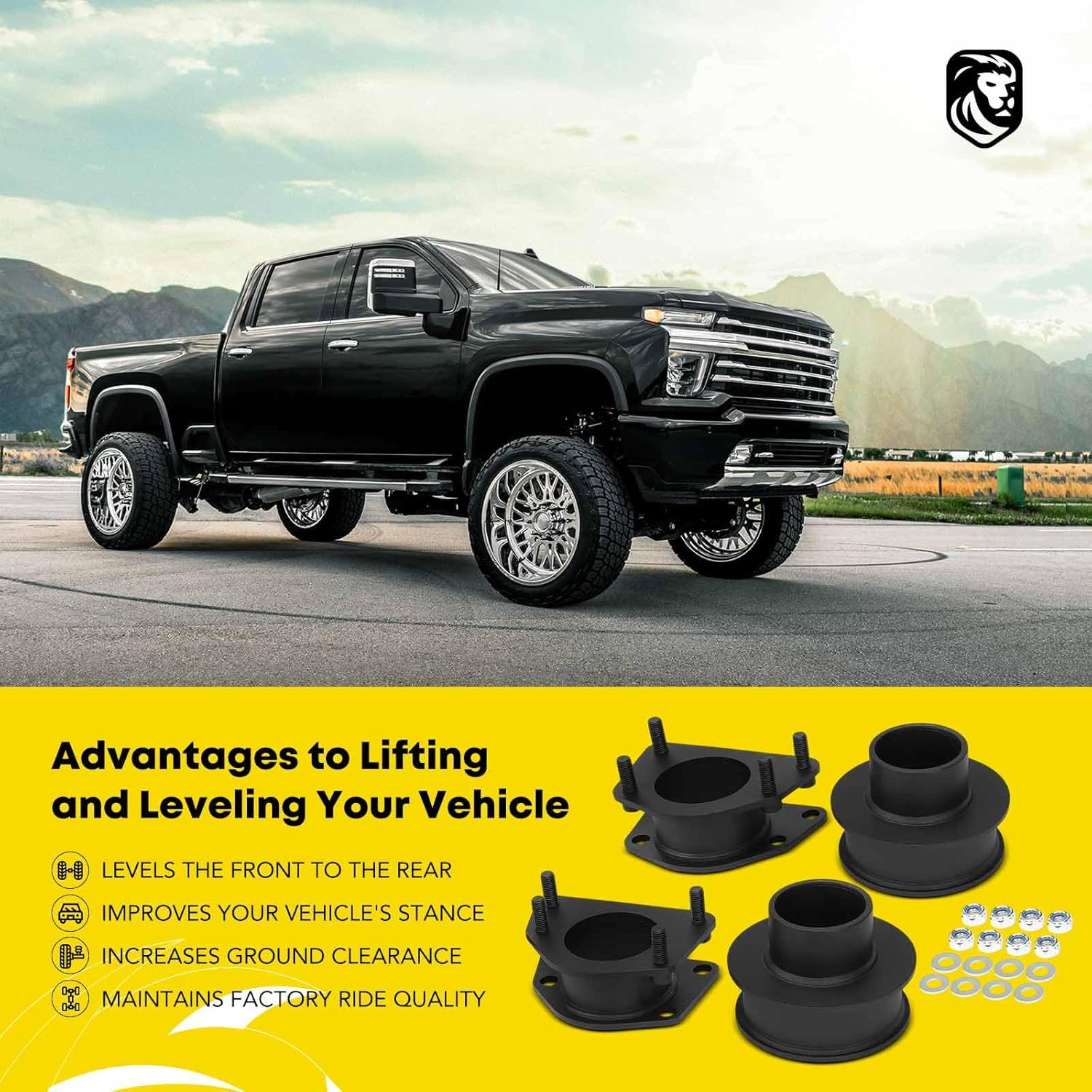YHTAUTO 2.5 Inch Front & 2 Inch Rear Leveling Lift Kit Fits Jeep Liberty KK 2008-2012 | Raise the Front By 2.5 Inch, the Rear By 2 Inch | 4PCS Steel Strut Spacers & Spring Spacers w/Hardware Kit