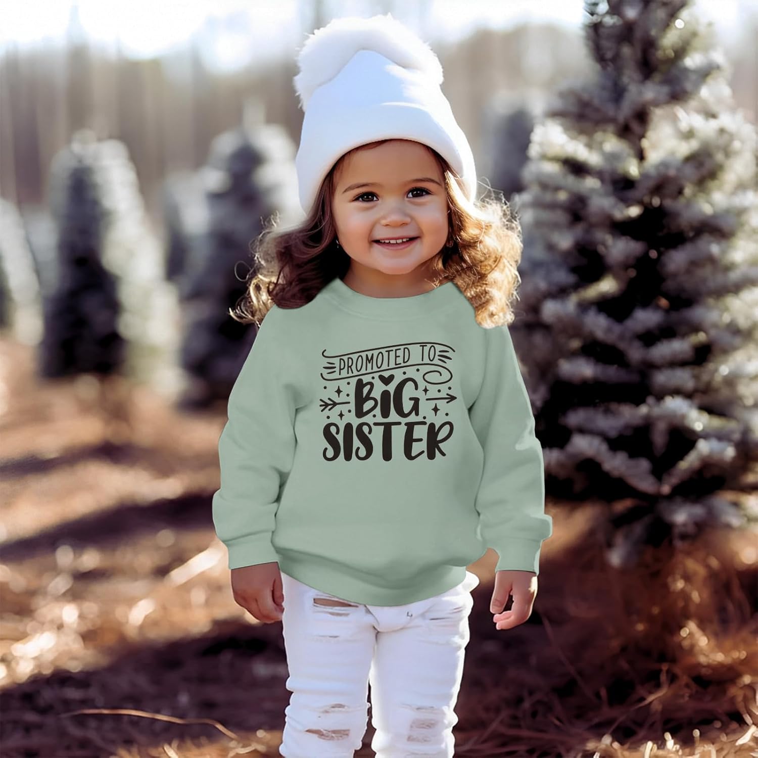 Promoted to Big Sister Sweatshirt Toddler Girl Announcement Shirt Outfit Crewneck Pullover Long Sleeve Fall Tops - Image 2