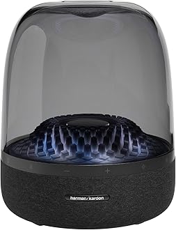 Aura Portable Bluetooth Speaker with 360-Degree Audio and Ambient Light, Black