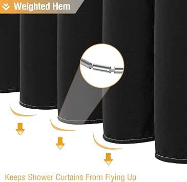 BTTN 36x72 Stall Ombre Linen Textured Fabric Shower Curtain Set, Black