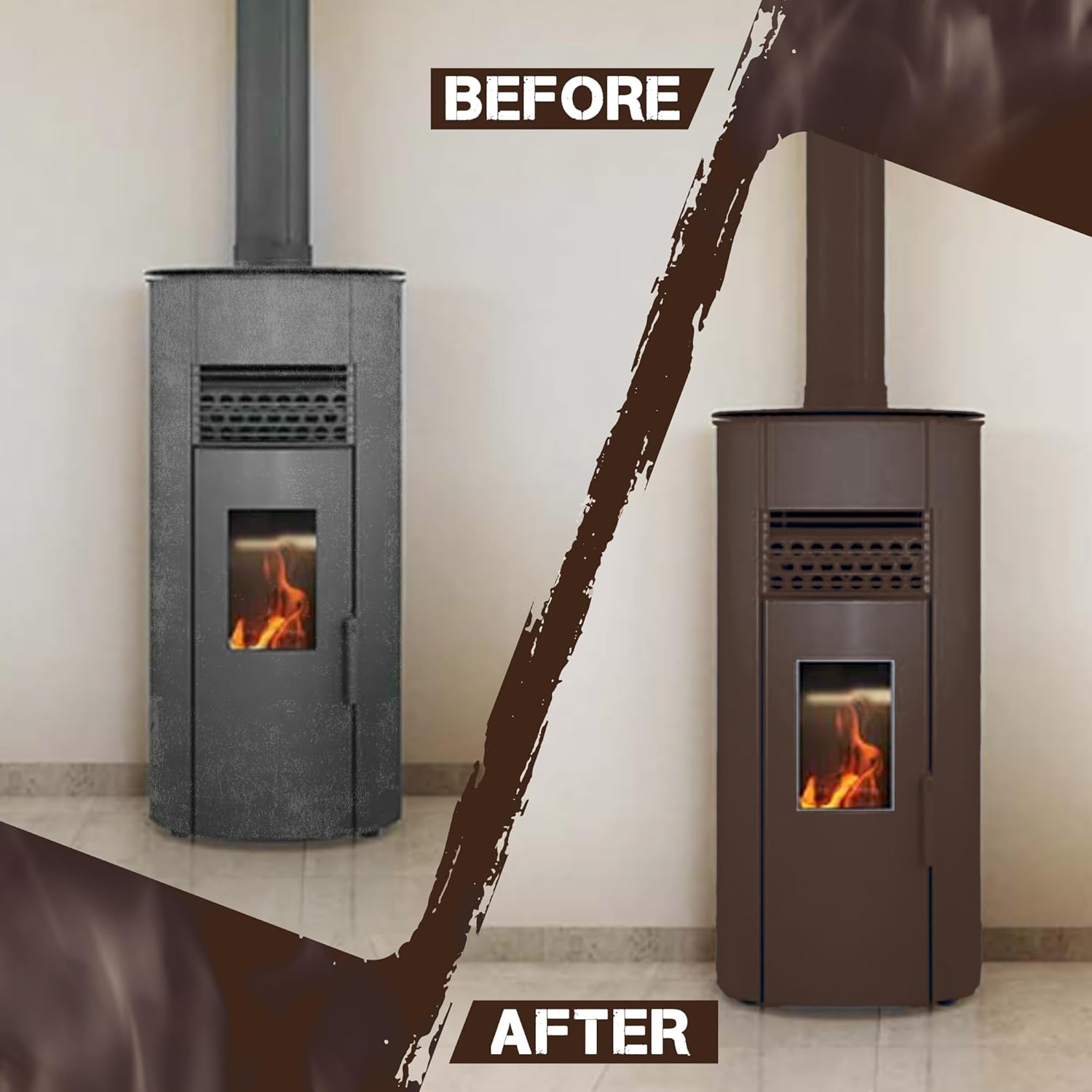 Stove Bright High Temp Paint - Metallic Brown | Heat Resistant Spray for Wood Stove BBQ Grill Fireplace Engine | Satin Finish | Rust Resistant Metal Coating | Withstands 1200°F | Primer Friendly