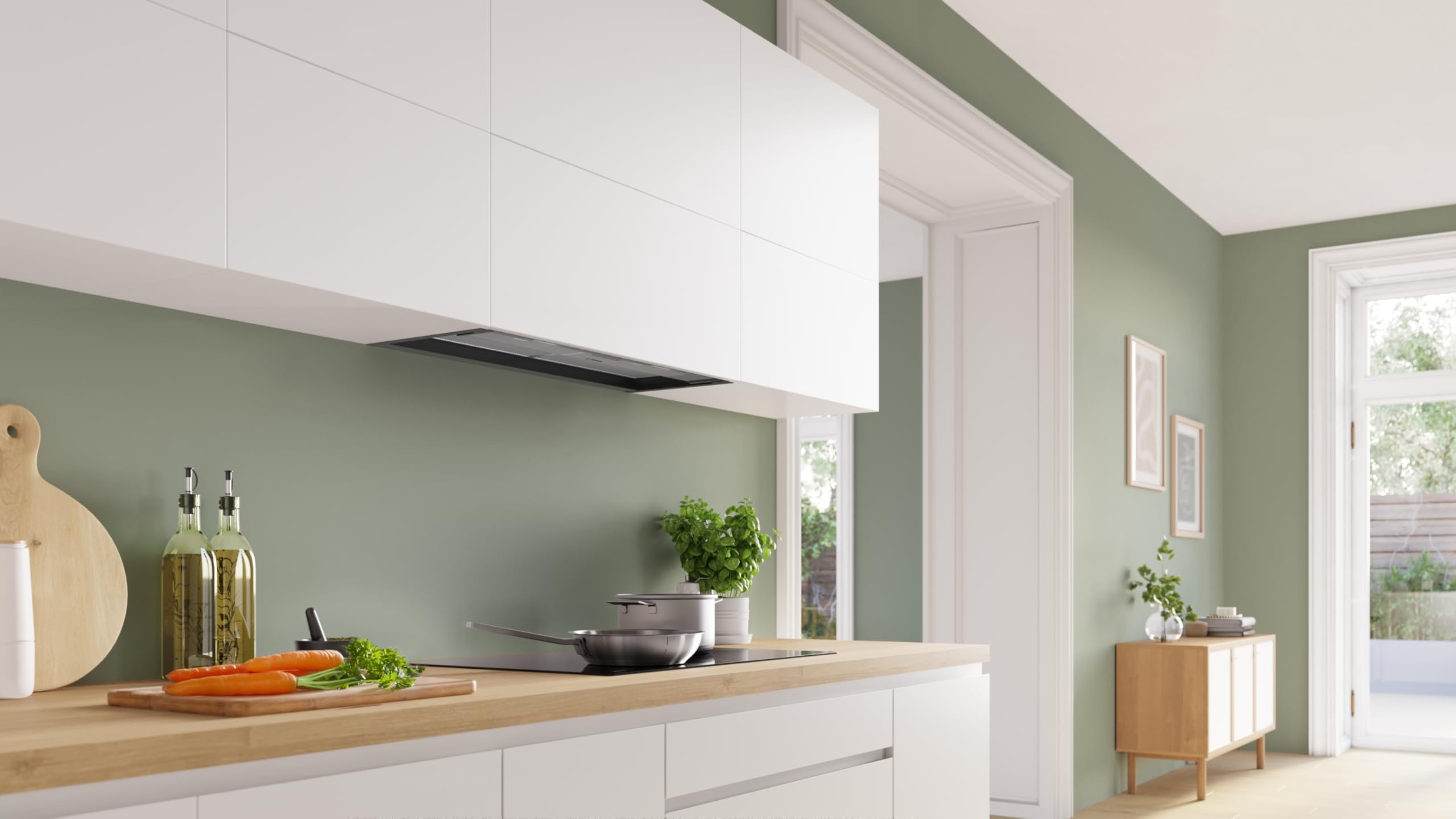 Serie 4 Integrierte Designhaube 80 cm Klarglas Mattschwarz DBB85CC60