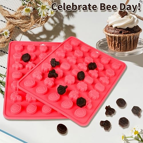 Miniatura 7 de Molde de silicona de abeja, paquete de 2 moldes de chocolate de abeja, molde de abeja para fiestas temáticas de abejas, decoraciones de cupcakes,