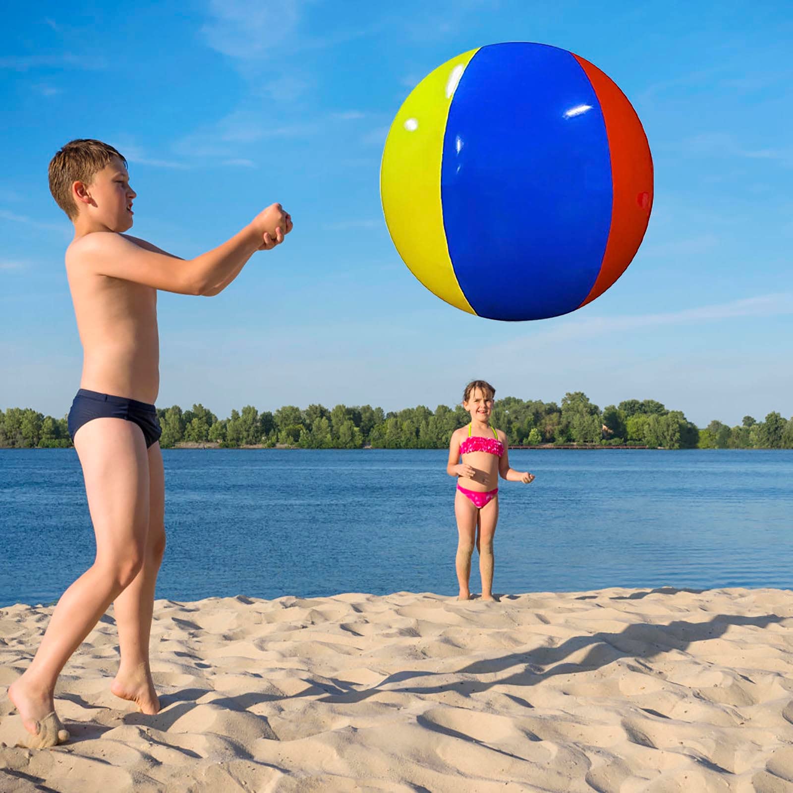 Ballon Géant Gonflable 80cm Pour Piscine Et Plage - Ballon D'Eau En PVC Résistant Pour Jeux D'Été En Famille