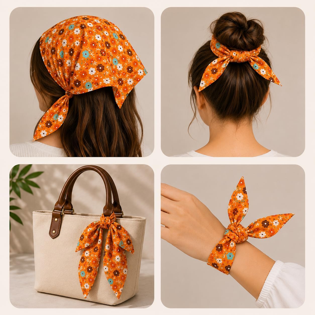 Cotton Bandana, Multicolored 22"x22" Headband Hair Scarf, Soft Headscarf,Large Handkerchief, Fashion Accessory, Gift