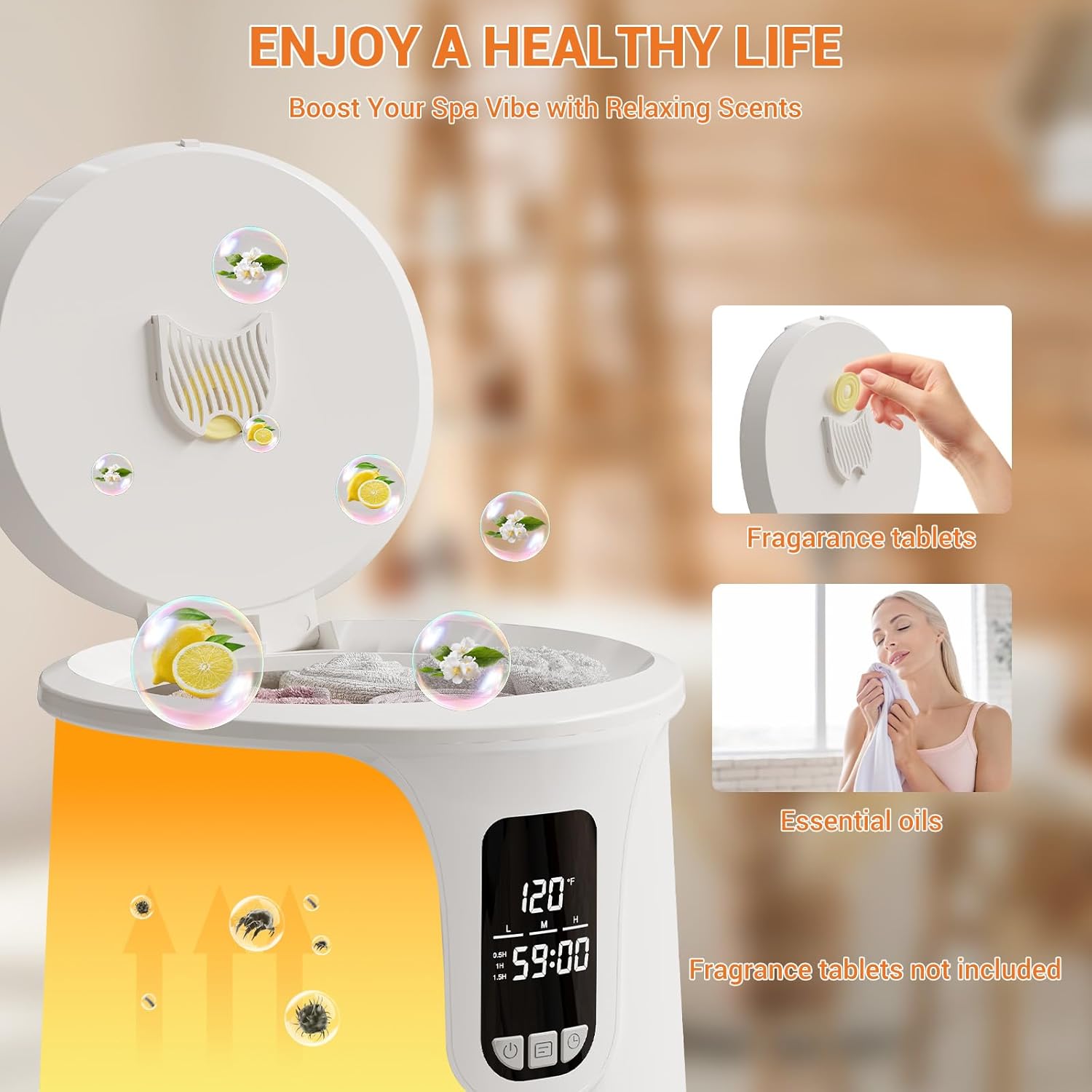 20L Tower Warmer, Large Towel Warmer Bucket with LED Display, Heated Tower Warmer with Heating Mode 30/60/90 Min and Delay Time 0.5-24H Adjustable for Bathroom, Spa