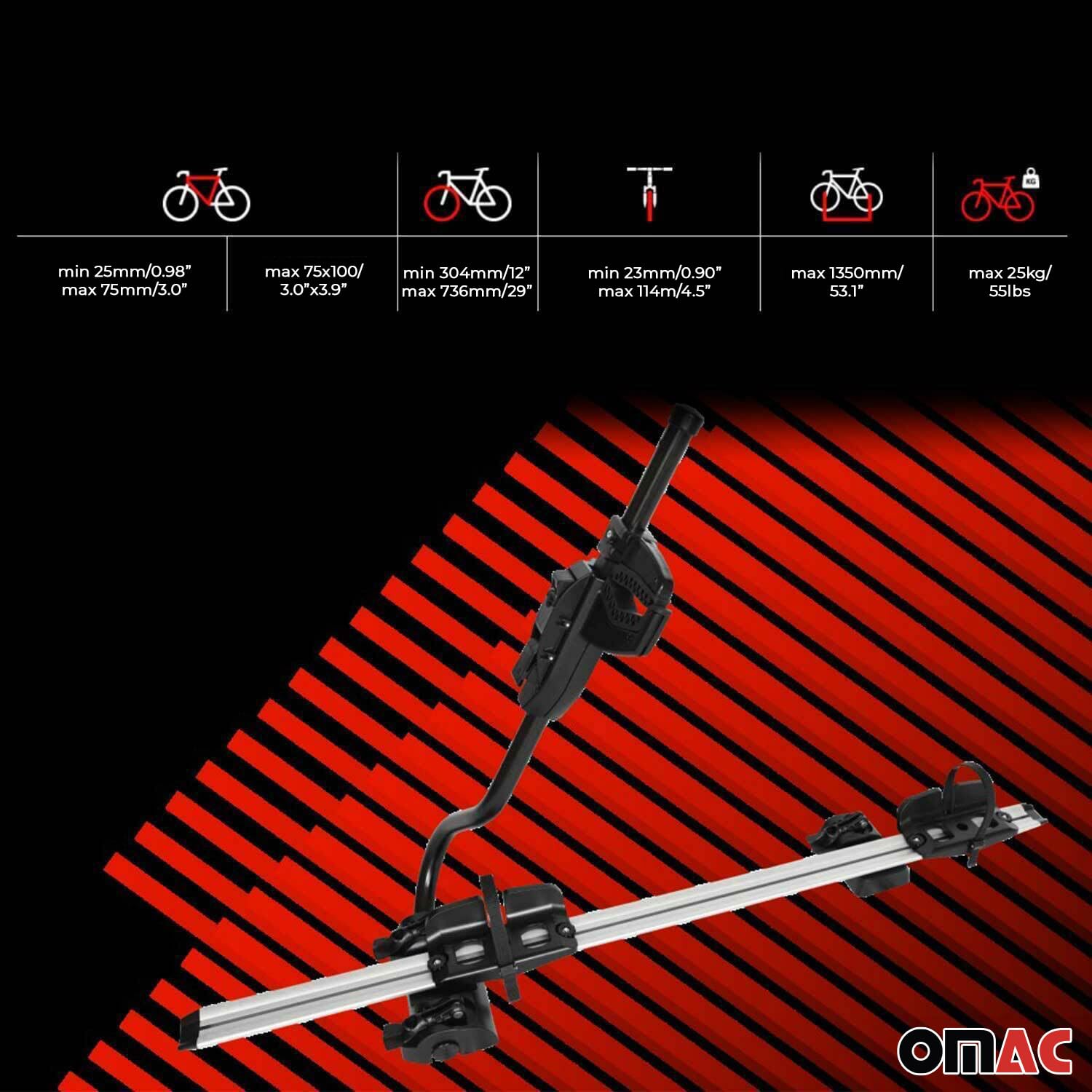 Farad P-Style - Portabici da tetto per auto, fino a 25 kg, in acciaio certificato ABE, universale per tetto, portabici con serratura, set da 2