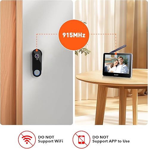 Miniatura 4 de Sistema de intercomunicación inalámbrico de timbre de video, funciona con pilas, cámara de timbre de video 1080P con monitor inalámbrico, video