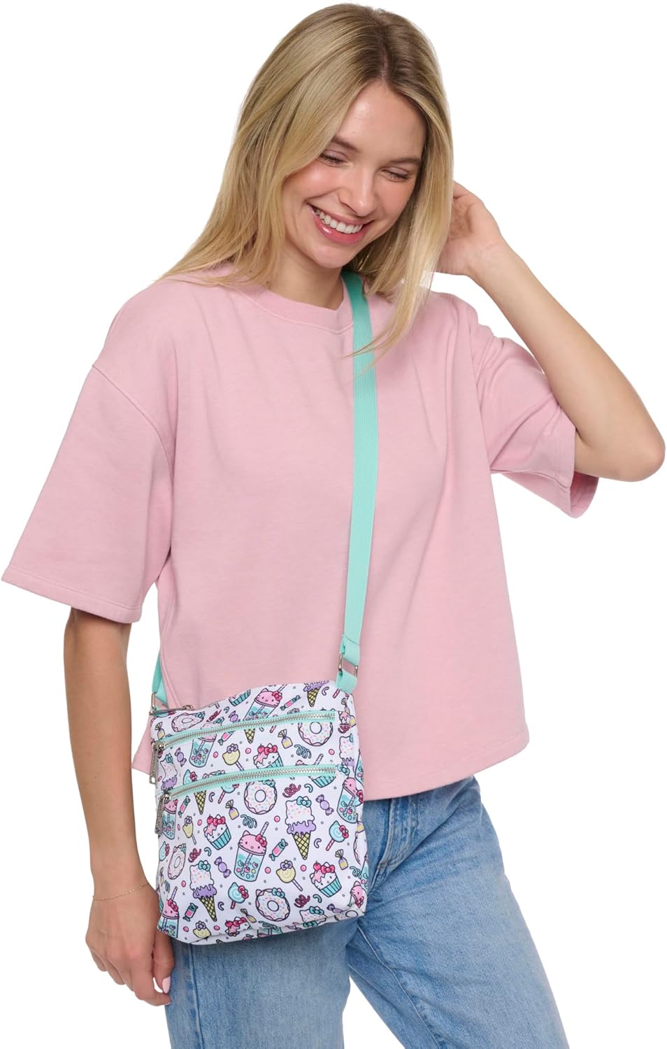 Loungefly Hello Kitty Bag Crossbody Shoulder Passport Travel Sweet Cupcake Print