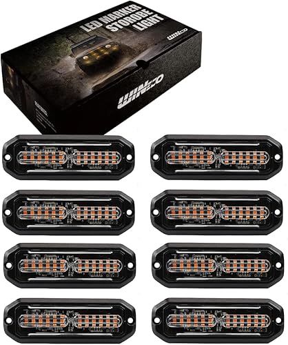 Miniatura 6 de Luces estroboscópicas LED ámbar para camiones, 8 piezas, 12 luces LED estroboscópicas intermitentes de montaje en superficie, kit de luces