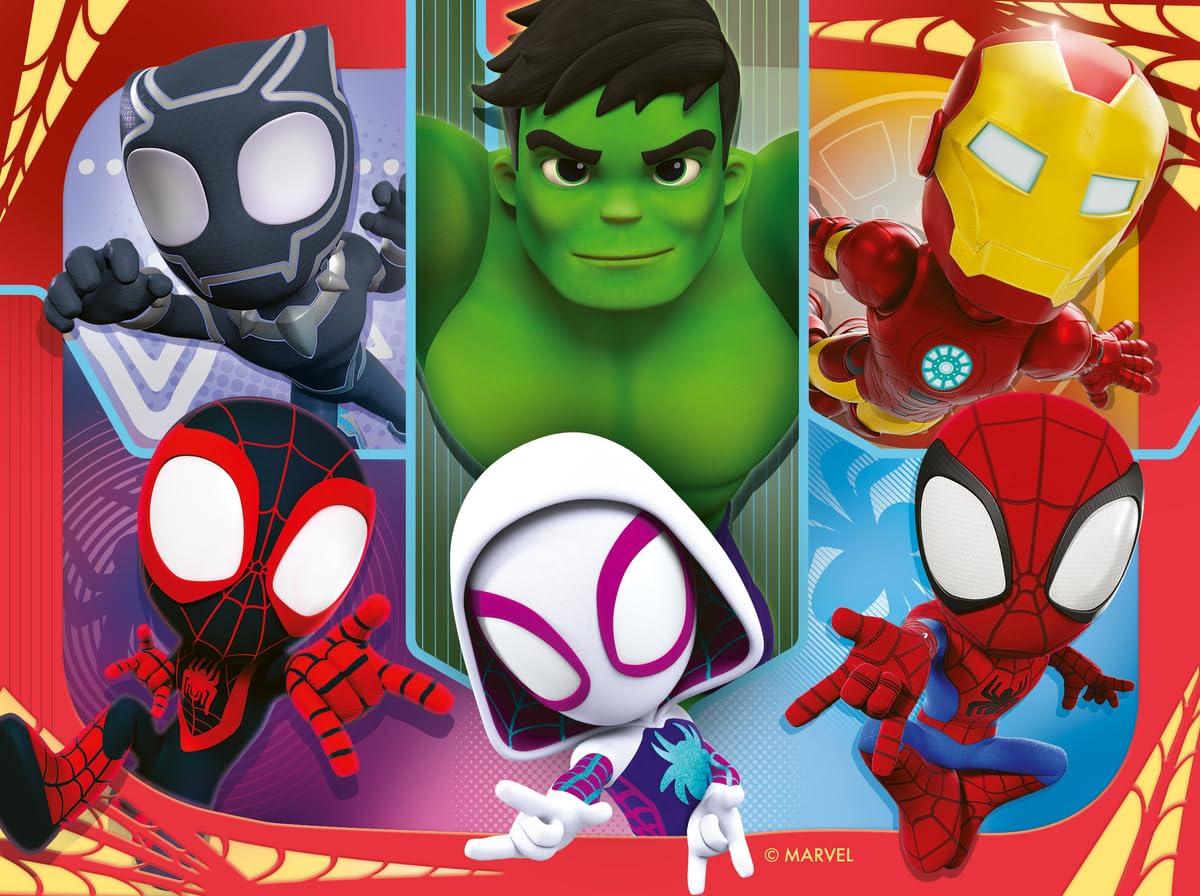 Ravensburger - Puzzle Marvel Spidey Amazing Friends, Collezione 4 in a Box, Idea Regalo per Bambini 3+ Anni, Gioco Educativo e Stimolante, 4 Puzzle 12-16-20-24 Pezzi, 19x14 cm