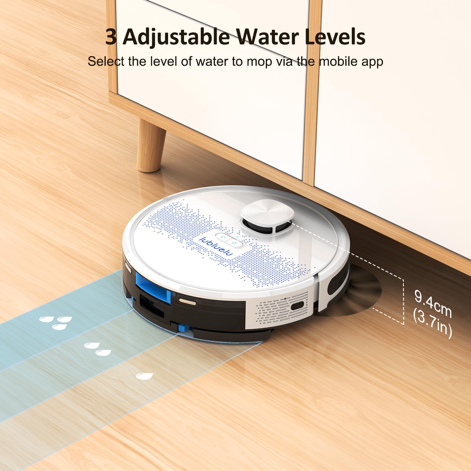 Lubluelu Robot Aspirapolvere Lavapavimenti con Mappatura 4500Pa a 5 Piani, Robot Vacuum Mop 3 in 1, LiDAR Laser 9.0, Aspirapolvere Robot per Pulizia Domestica, WiFi/APP/Alex Control, Bianco