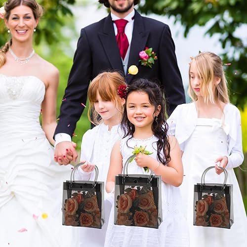 Miniatura 5 de Seajan 100 bolsas de regalo de plástico transparente con asas, bolsa de regalo transparente de PVC, bolsas de regalo reutilizables, bolsas de regalo