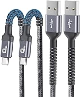 Vista 22 de Cable USBC de 10 pies, paquete de 2 cables largos USBC de carga rápida, cable trenzado de nailon USB C a USB C cargador de iPhone compatible
