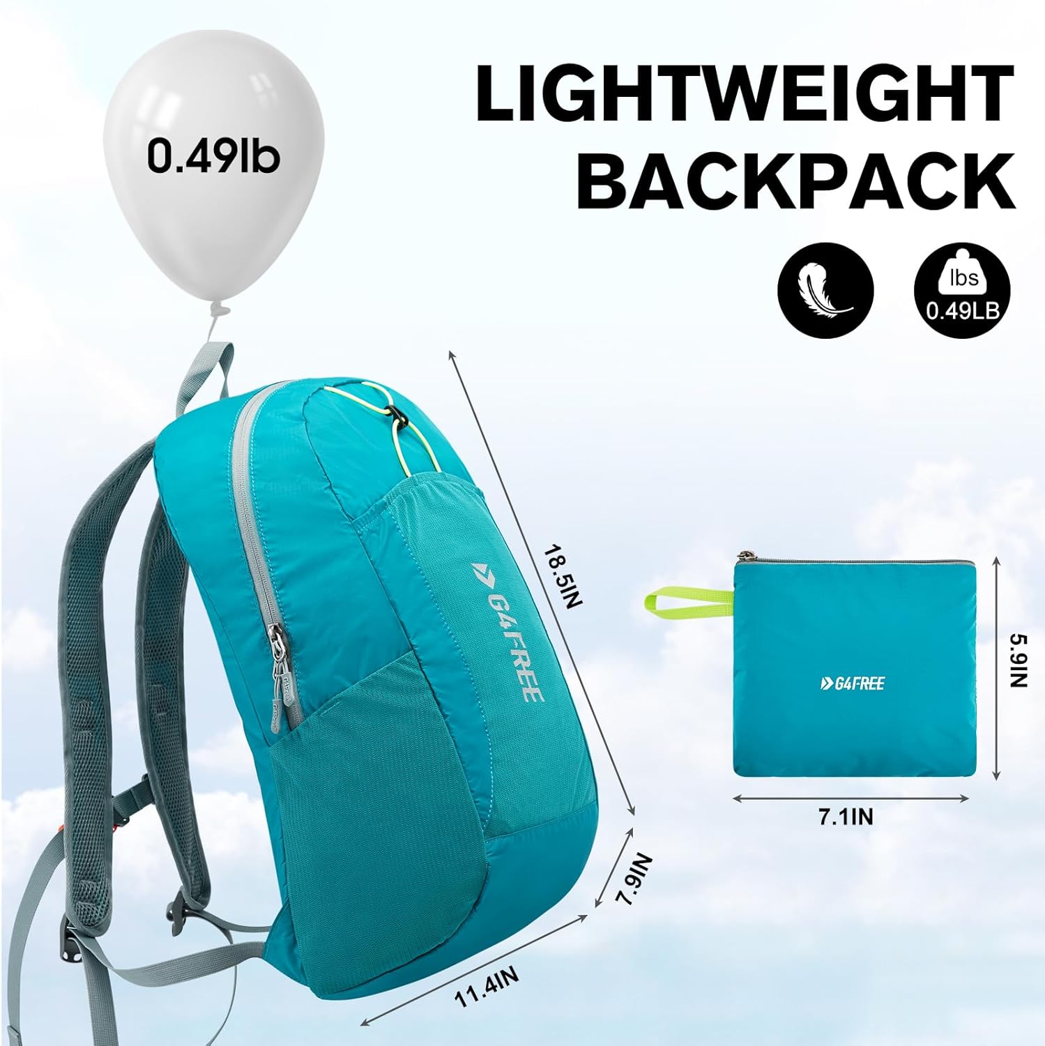 G4Free 24L Lightweight Packable Hiking Backpack Small Sport Travel Daypack Water Resistant for Women Men - Image 2