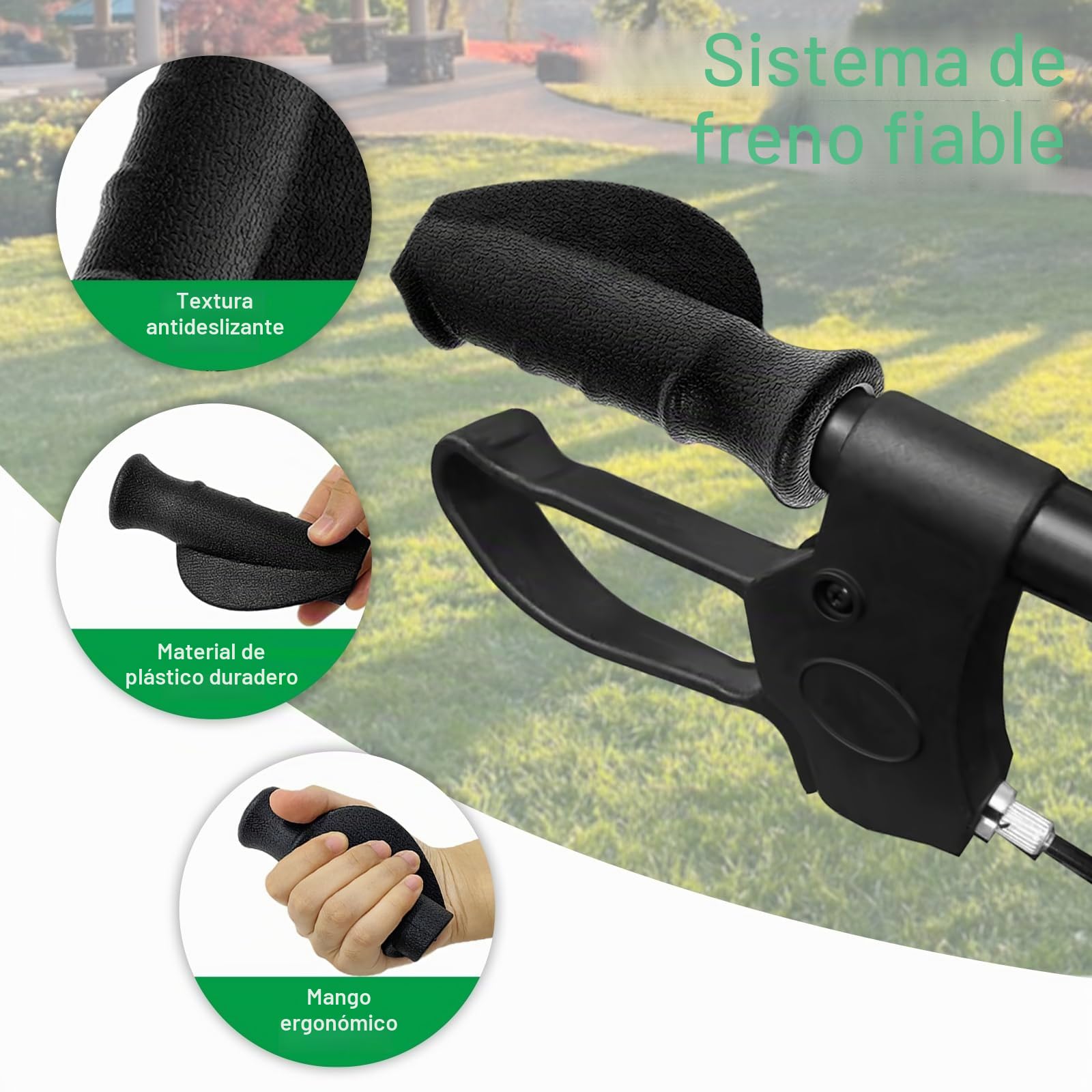 Rollator - Conjunto de freno de mano y agarre para reemplazo de andador rodante, empuñaduras de ayuda de movilidad sin cable de freno, se adapta a tubos de 22 mm
