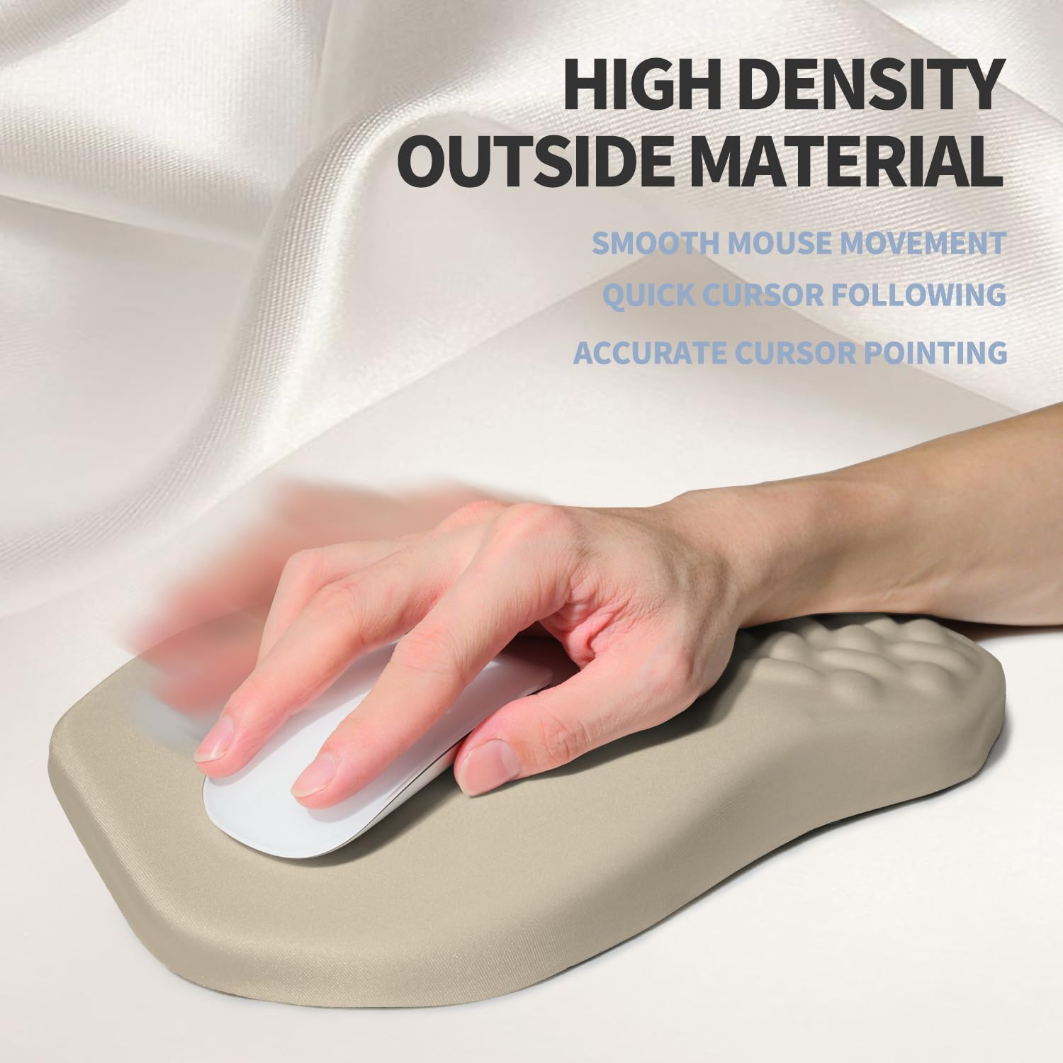 Alfombrilla ergonómica elevada para mouse con soporte de muñeca con pendiente bilateral de espuma viscoelástica para reposamuñecas y alivio del dolor del túnel carpiano, 11.8 x 7.9 pulgadas,