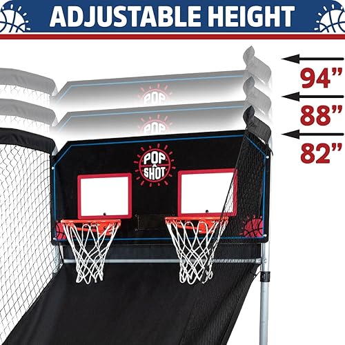 Miniatura 18 de Pop-A-Shot - Home Dual Shot Juego de baloncesto arcade para el hogar Aro de puntuación con sensor, 16 modos de juego, 7 bolas Plegable para un