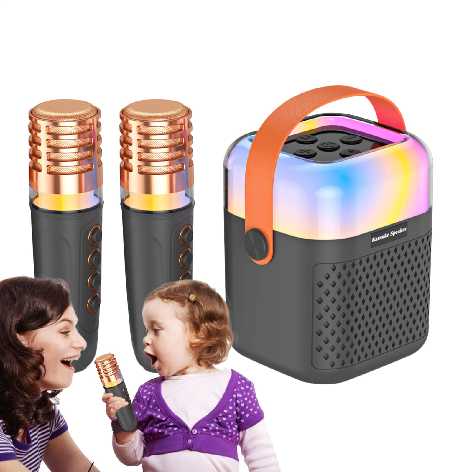 Máquina de Karaoke para Niños Altavoz Inalámbrico con 2 Micrófonos