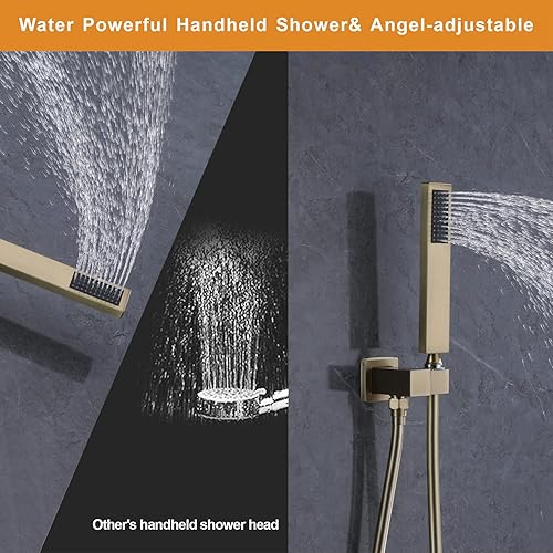 Miniatura 7 de Sistema de ducha de lluvia con ducha de mano, juego de grifo de ducha de baño de 10 pulgadas montado en la pared para baño de lujo, mezclador de