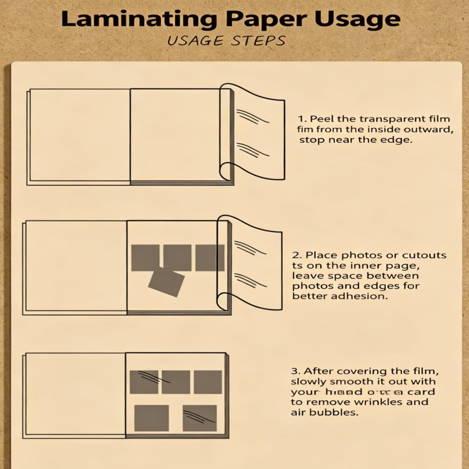 Scrapbook Album,Includes 32 Black Laminated Pages&20 Kraft Paper Sheets
