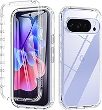 For Google Pixel 10 Pro Case, Google Pixel 10 Case, 360 Degree All-Round Protection, Shockproof Mobile Phone Case, Silicone Bumper Case, Integrated Screen Protector, Protective Case, Transparent