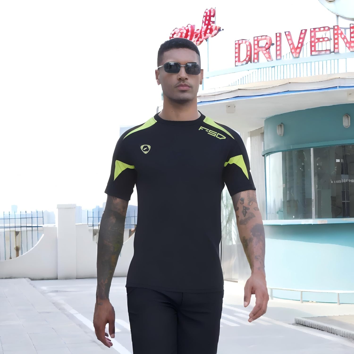 jeansian Men's Sport Quick Dry Short Sleeves T-Shirt Tees Tops LSL3209 Black L - Image 2