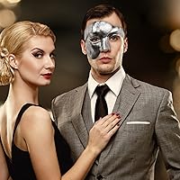 Vista 9 de KEFAN Máscara para hombre de mascarada, máscara de media cara del fantasma de la ópera Negro