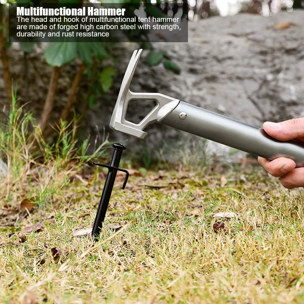 Marteau de Tente de Camping, Maillet Marteau pour Piquet, Extracteur de Clous Avec Ouvre-Bouteille de Bière pour Retirer Les Piquets, Gadget D'extérieur Pratique en Acier Inoxydable