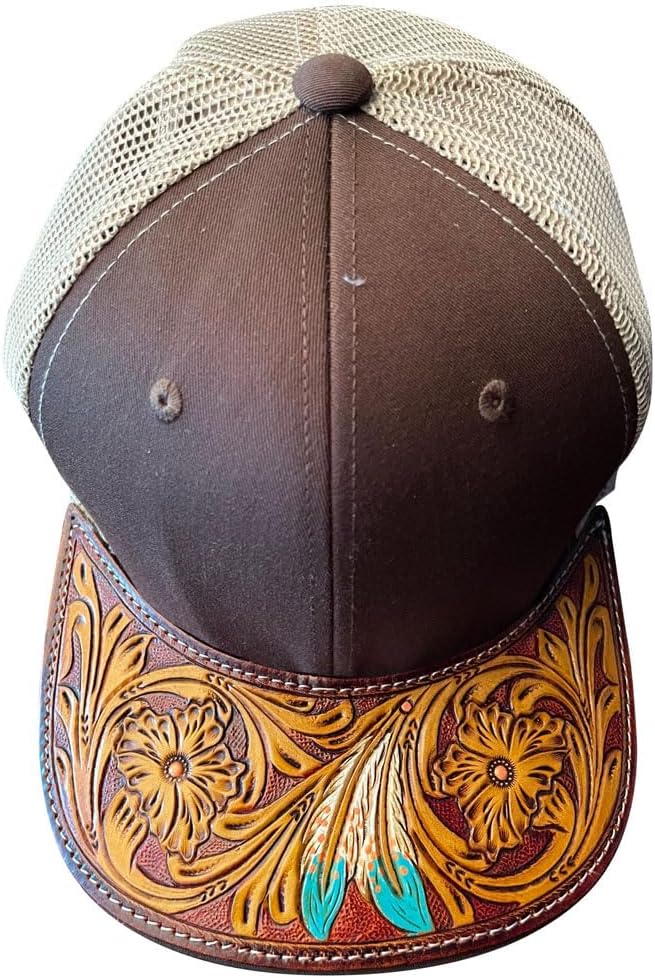 American Darling Men/Women Adjustable Cap With Leather On Visor Brown | Vintage